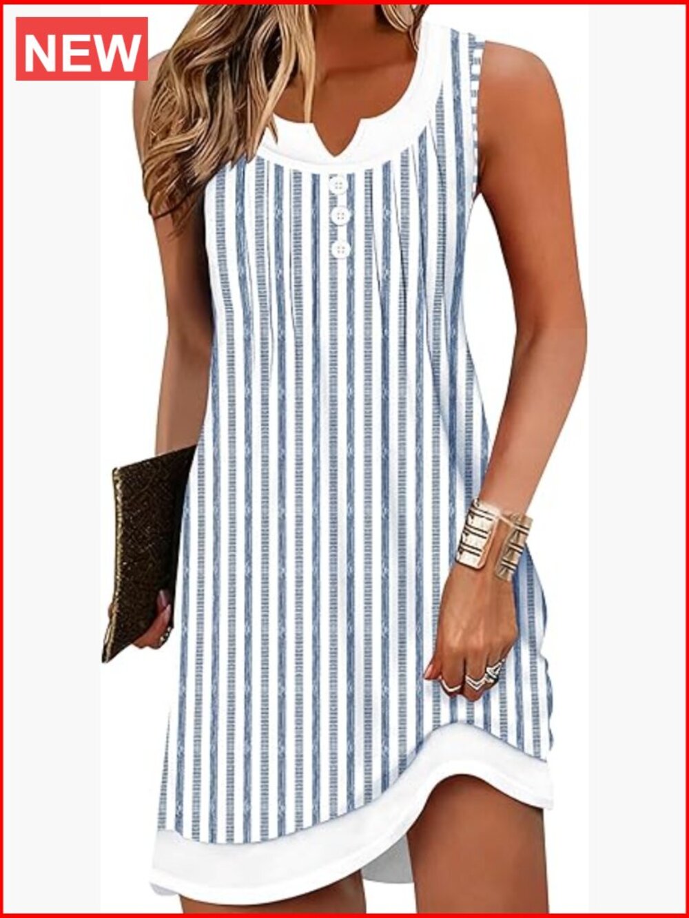Sleeveless Button Down Beach Coverup Dress with Pockets - Picture 1 of 7